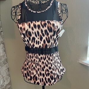 ZELOS Leopard Print Sleeveless Top
